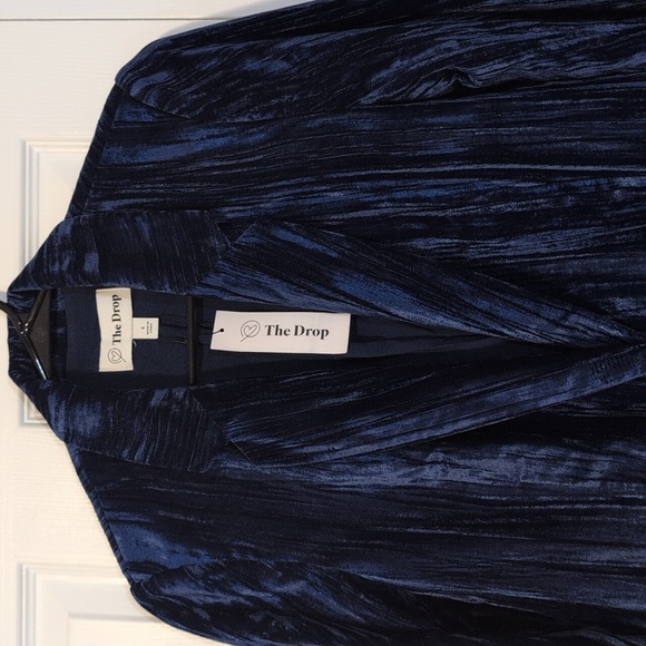 Sapphire Blue Brushed Long Velvet Blazer by The Drop NWT Womens Size S - Picture 5 of 10
